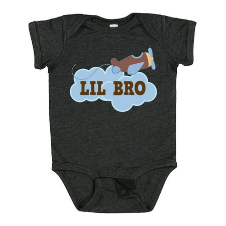 

Inktastic Lil Bro Airplane Boys Pilot Brother Gift Baby Boy Bodysuit