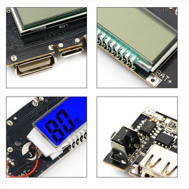 Módulo de Alimentación de 5 Piezas Módulo de Refuerzo de Módulo de Alimentación Móvil USB Dual 5V 1A 2.1A con Módulo de Placa de Carga de Pantalla