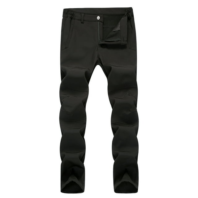 Lovzfmll Pantalon de Randonnée d'Hiver pour Homme, Robuste, Imperméable, Coupe-Vent, Doublé en Molleton, Multiples Poches pour l'Aventure Noir, 4TG