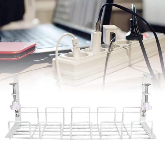 Xirurus Under Desk Cable Tray, Heavy-Duty Steel Cable Management Organizer for Wire Hiding, Easy No-Tools Installation