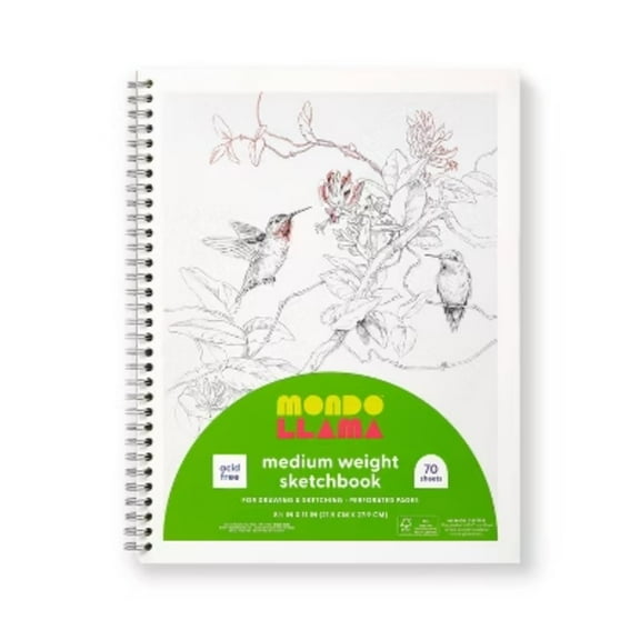 8.5"x11" Medium Weight Sketchbook -  Twin-Wire, Acid-Free, Soft Cover, 70 Pages,