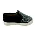 thumbnail image 3 of Toddler/Baby Girls Rhinestone Flat Slip On Sneakers Black, 4 Toddler, 3 of 3