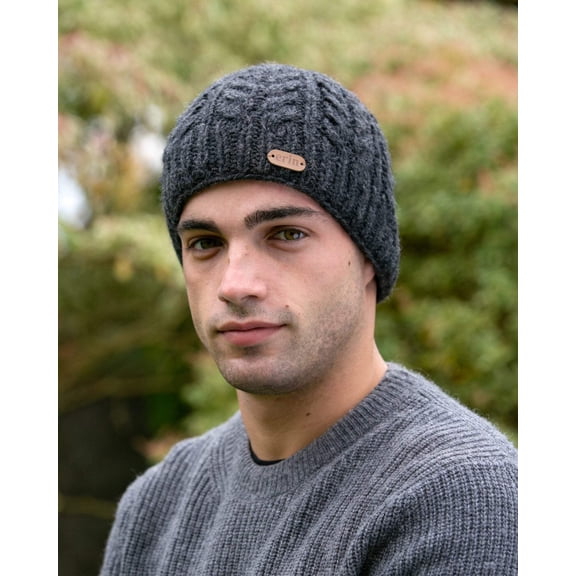 Aran Cable Pullon Hat-Charcoal