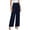 Navy, variant on Women Cotton Linen Pants Smocked High Waisted Lightweight Comfy Wide Leg Dressy Casual Trousers with Pockets (XL, Blue)