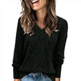 thumbnail image 3 of Camisas de Larga con Cuello en V para Mujer, Blusas Casuales de Otoño, Suéteres Tipo Túnica Ligeros, Blusas de Moda 2025 Negro XXL, 3 of 5