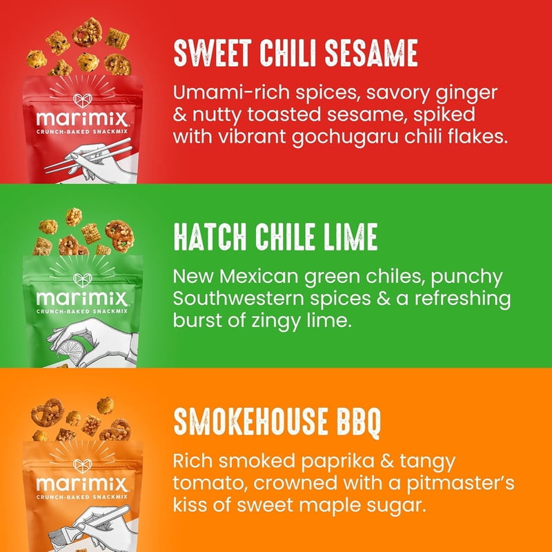 Marimix Mini Snack Mix - Mini Savory Bundle, 6 pack, Gluten Free, No Nuts, Plant-Based Trail Mix