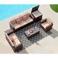 JOIVI 8 Pc Outdoor Furniture Set with Storage Box, Wicker Rattan Patio