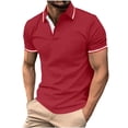 thumbnail image 2 of Muscularfit Muscle Men's Shirts Big And Tall Shirts Polo Shirt Oversized Undershirts Red Short Sleeve Collared Casual Shirts for Men,L, 2 of 5