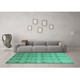thumbnail image 3 of Ahgly Company Machine Washable Indoor Round Oriental Turquoise Blue Modern Area Rugs, 4' Round, 3 of 4