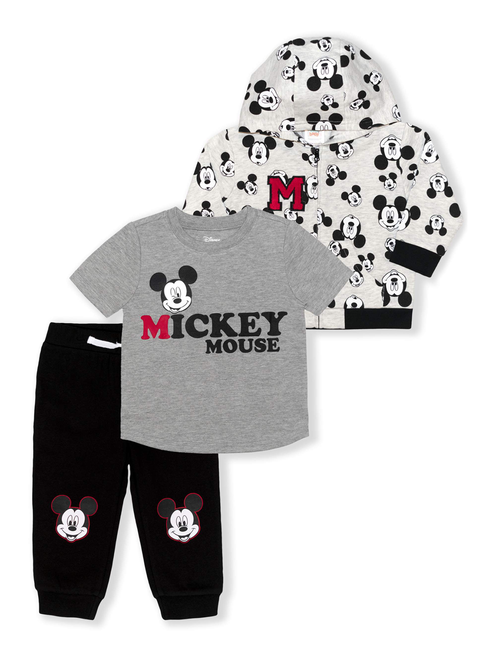 3pc Toddler baby boys Girls Mickey Outfit Hooded coat+T shirt+pants clothes set 