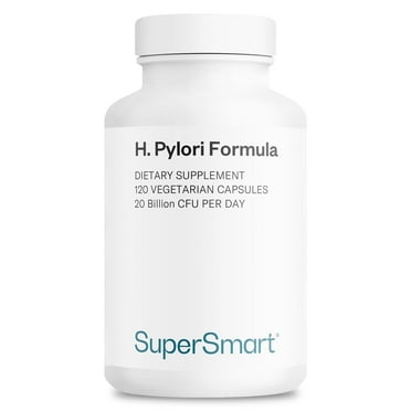 SuperSmart - H. Pylori Formula 20 Billion CFU per Day - Probiotic Lactobacillus Reuteri Supplement | Non-GMO & Gluten Free - 120 Vegetarian Capsules