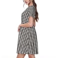 thumbnail image 2 of Naloa Houndstooth Black And White Print Womens Summer A-Line Dress with Pockets,Short Sleeve Dresses,Flowy Beach Swing Dress for Vacation Travel, 2 of 6