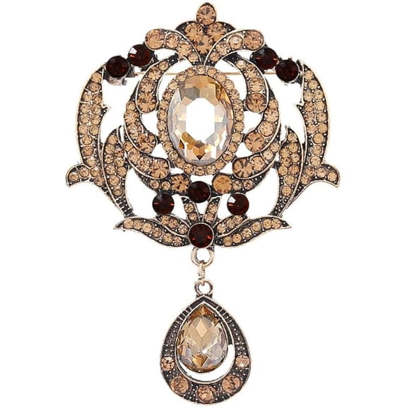 Exquisite Wedding Crystal Teardrop Brooch Pin for Women Bridal Elegant Big Rhinestone Charms Drop Broach Lapel Corsage Delicate Birthday Ceremony Bouquet Costume Accessories