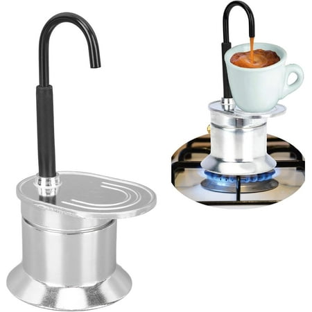 Moka Pot, Single Tube 1 Cup Espresso Maker, Aluminum Spout, Quick Brewing, Portable for Outdoor Camping and Travel, Italian Style Coffee