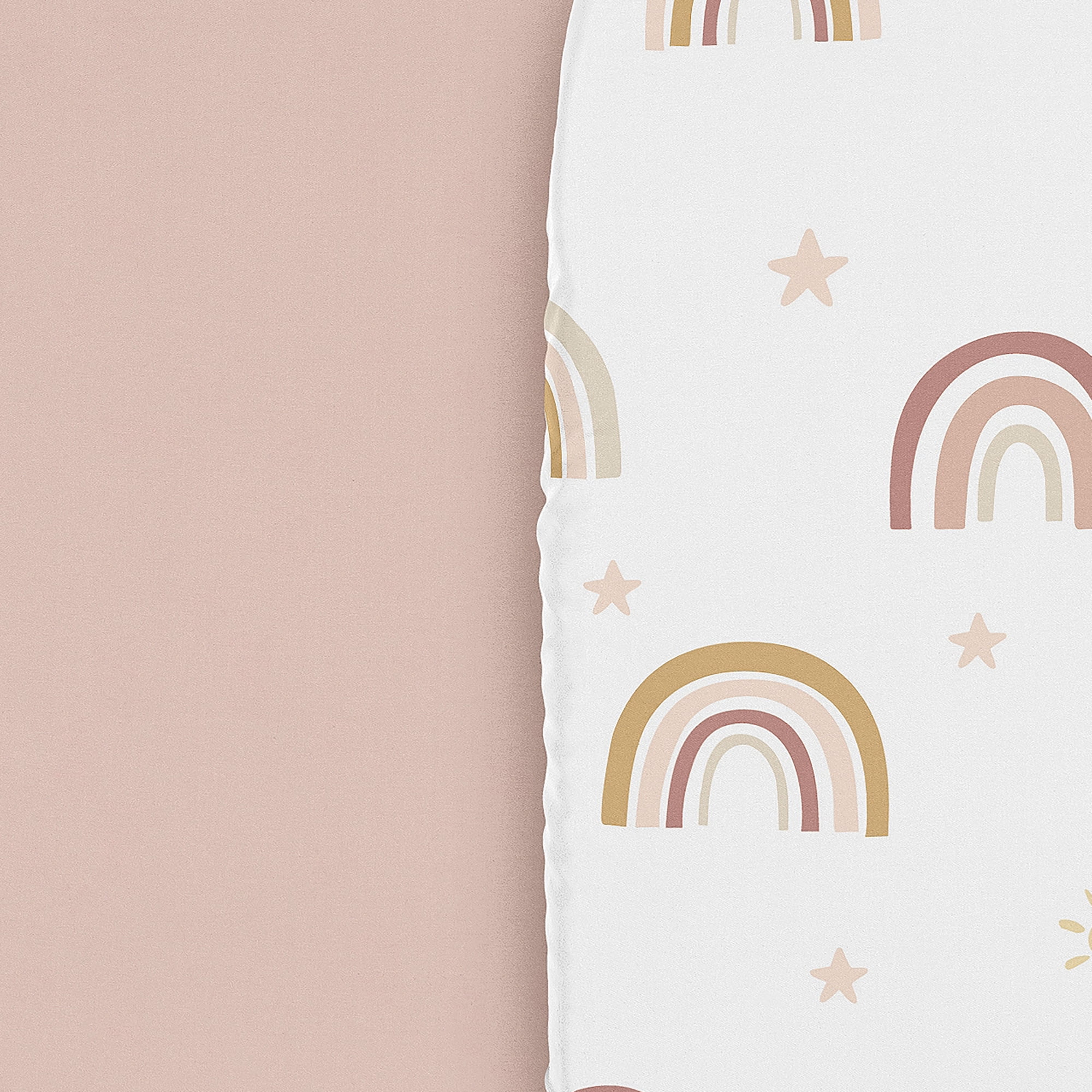Sweet Jojo Designs Boho Rainbow Pink Yellow and Tan Baby Bassinet Fitted Sheets 2 Piece Set