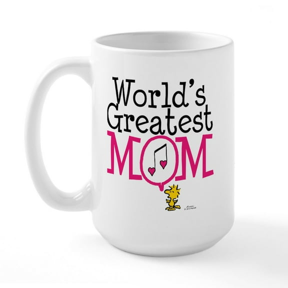 CafePress - Woodstock World's Greatest Mom Mugs - 15 oz Ceramic Large White Novelty Mug
