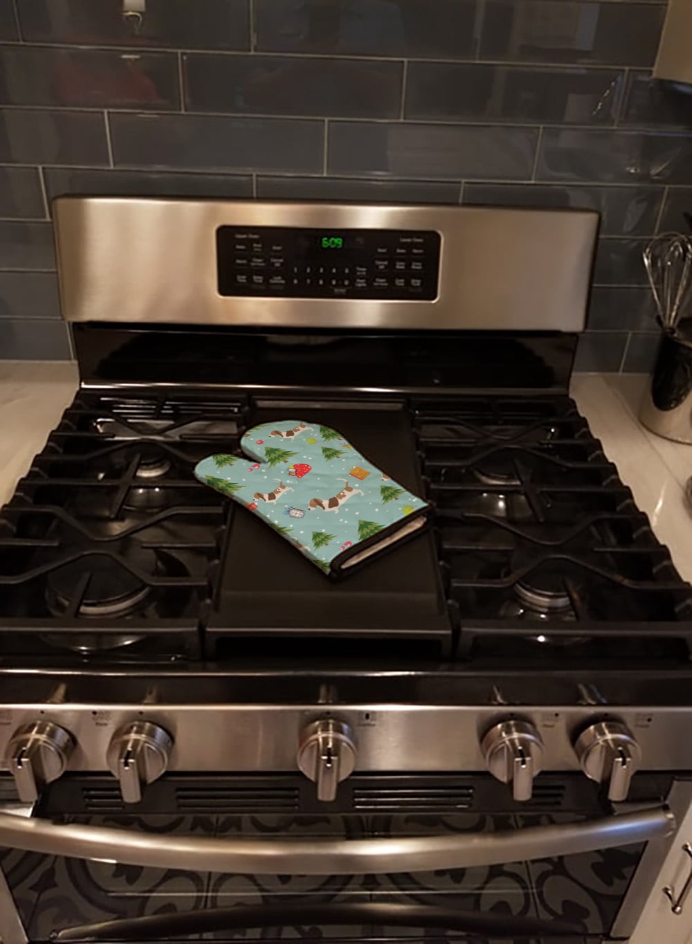 Christmas Basset Hound Oven Mitt