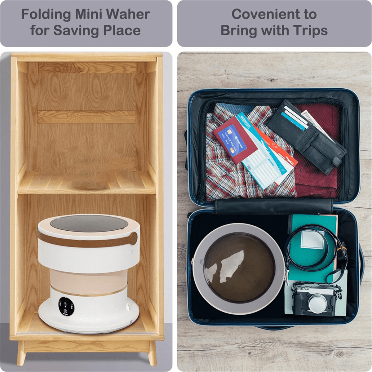 Mini Washing Machine 8L Foldable Washing Machine and Dryer Washer Suitable for Apartments, Dormitories, Hotel US Plug