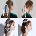 thumbnail image 5 of MINKUROW Hair Scrunchies with Bow,5Pcs Satin Hair Scrunchies with Tail Floral Bow Hair Ties Bunny Ear Scrunchies Long Tails Bow Scrunchies Hair Bands Ponytail Scarf Scrunchies for Women Girls, 5 of 6