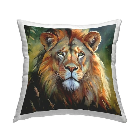 Stupell Industries Painterly Lion Portrait Decorative Printed Throw Pillow Design by Noah Bay.