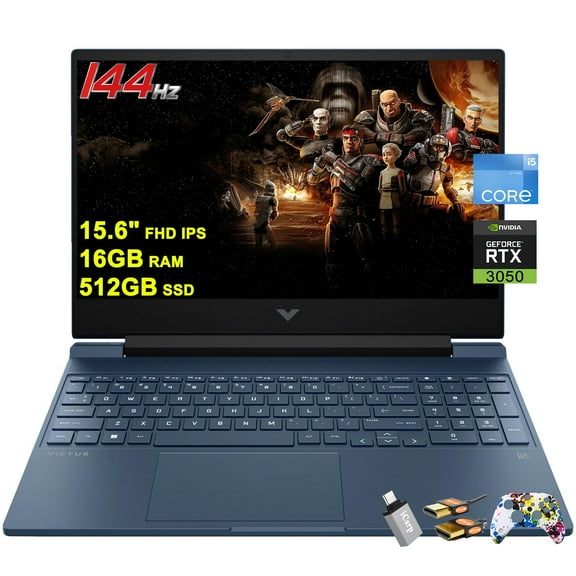 HP Victus 15 Gaming Laptop 15.6" FHD IPS Anti-Glare 144Hz Intel 8-core i5-12450H (Beat i7-11800H) 16GB RAM 512GB SSD GeForce RTX 3050 Backlit B&O Fast Charging Win11 w/ICP Accessory
