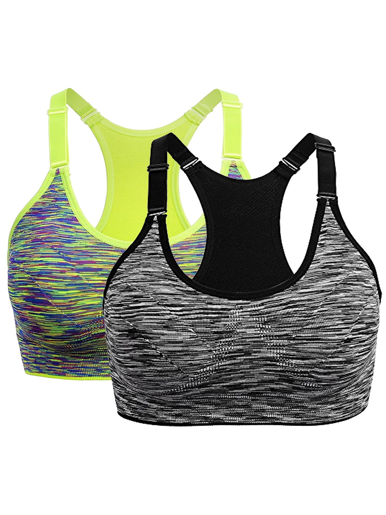 SAYFUT Women's Seamless Active Keyhole Mesh Racerback Sports Bra Middle