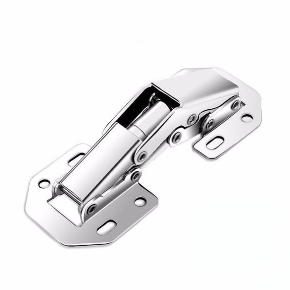 90 Degree No-Drilling Hydraulic Cabinet Hinges, Soft Close Cupboard Door Hinges With Screws, Stainless Steel 1-Pack Frog Hinge Design Furniture Hardware For Home Cupboard And