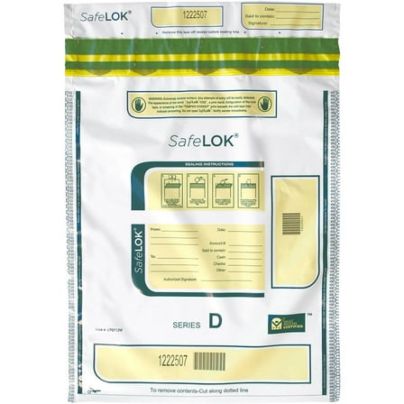 Controltek Safelok Tamper-evident Deposit Bags - 12" Width X 16" Length - White - 100/pack - Cash, Deposit, Note, Bill