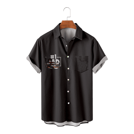 

LANLIN Cool Gifts For Dads Short Sleeve Button Down Hawaiian Front Pocket Hawaiian Shirts Plus Size Men