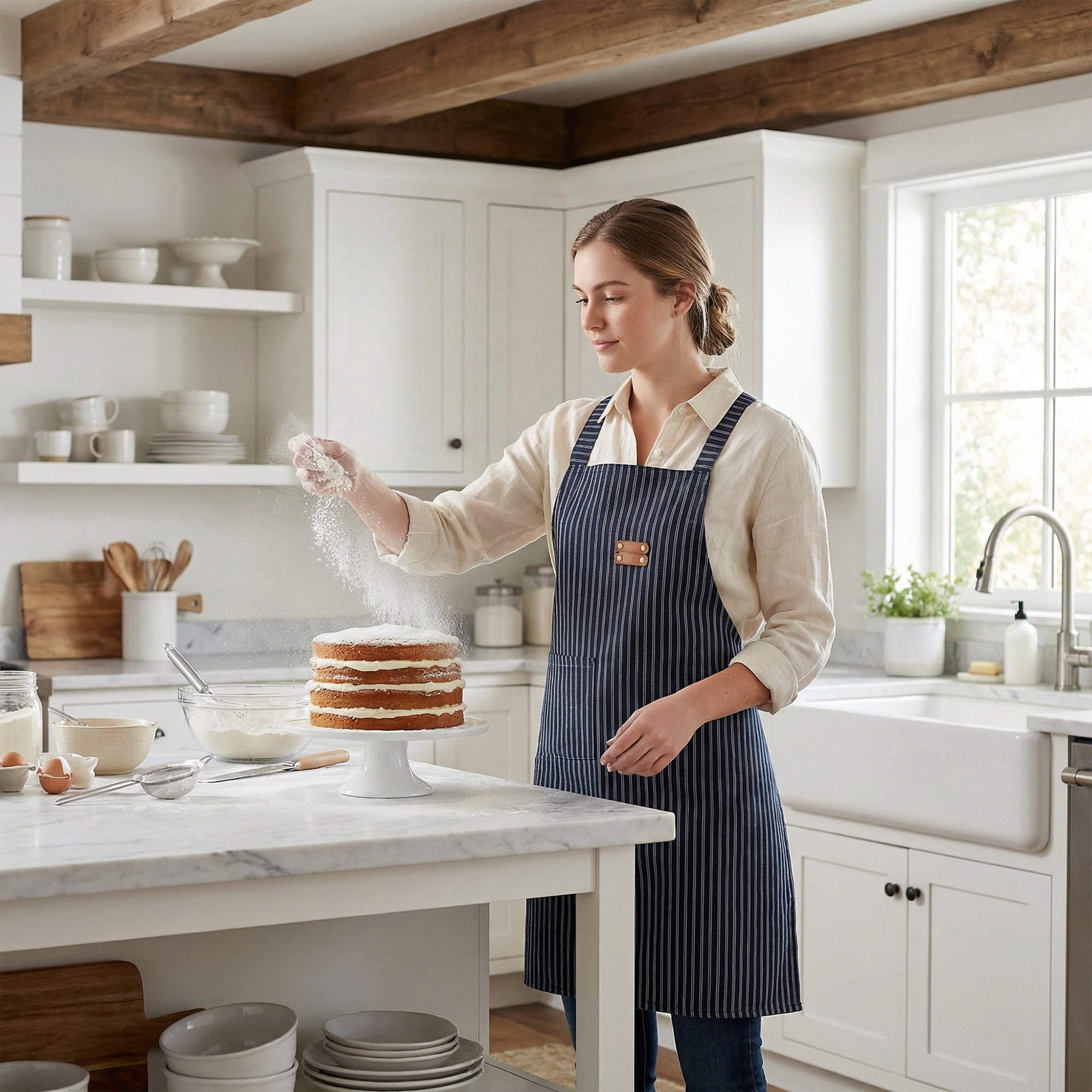 Unique Bargains Durable Polyester Kitchen Apron with Pockets for Cooking 26.4x30.7in Black