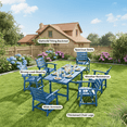 thumbnail image 4 of Aiho 5-Piece HDPE Patio Dining Set, All Weather Table with Umbrella Hole & 4 Patio Chairs for Backyard Garden, Blue, 4 of 6
