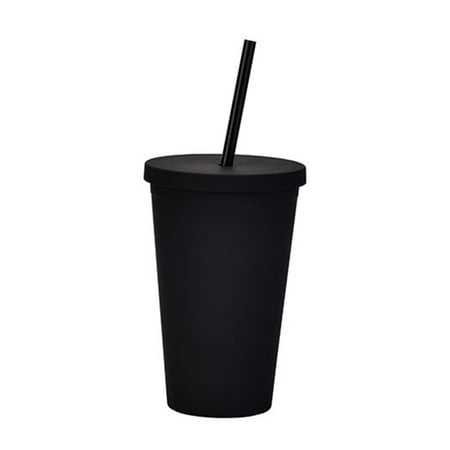 

Straw Coffee Cup Heat Insulation Wide-Mouth Lid Double-Layer Cup