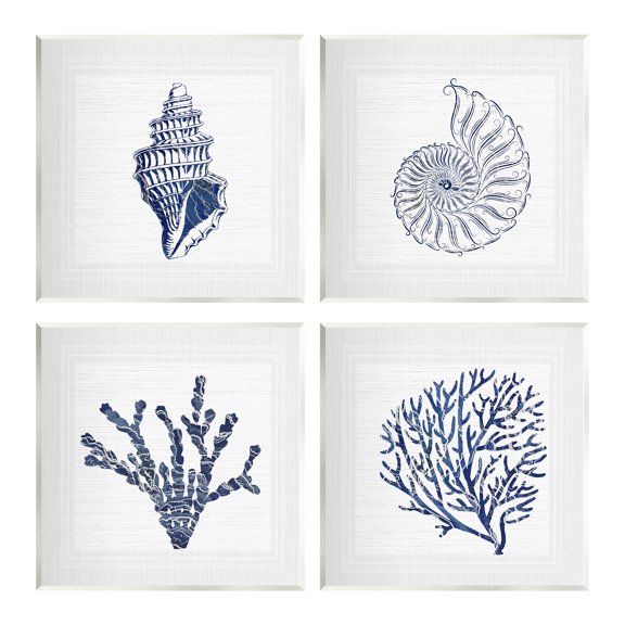 Stupell Industries Minimal Blue Sea Life Animals & Insects Painting Unframed Art Print Wall Art, 12 x 12