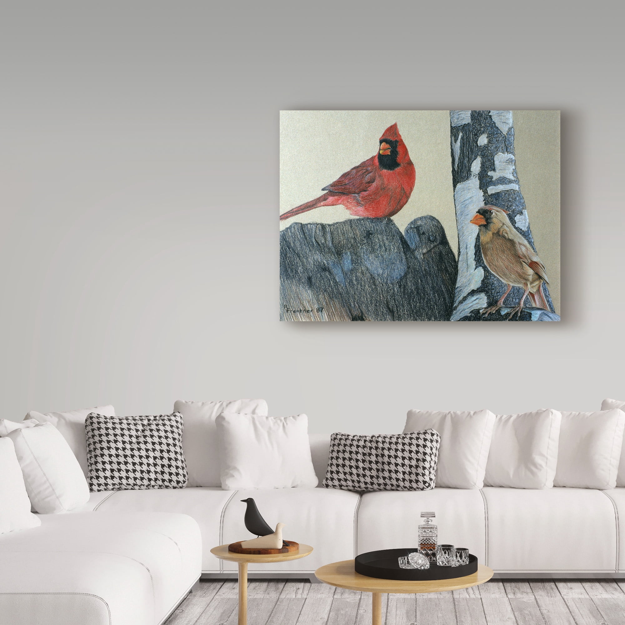 Trademark Fine Art 'Two Cardinals' Canvas Art by Rusty Frentner