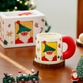 thumbnail image 2 of Hearth & Gear Festive Ceramic Mug With Snowman And Santa Design Square Shape Holiday Coffee Cup For Beverages And Seasonal Yesteryear Coffee Mugs Wide Mug Large Drinking Cups Set Small Glass Drinking, 2 of 3