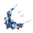 thumbnail image 2 of Gymnture winter Fancy Flower Sweater Necklace Chain Accessories Jewelry Set with Earrings for Women (Blue), 2 of 10