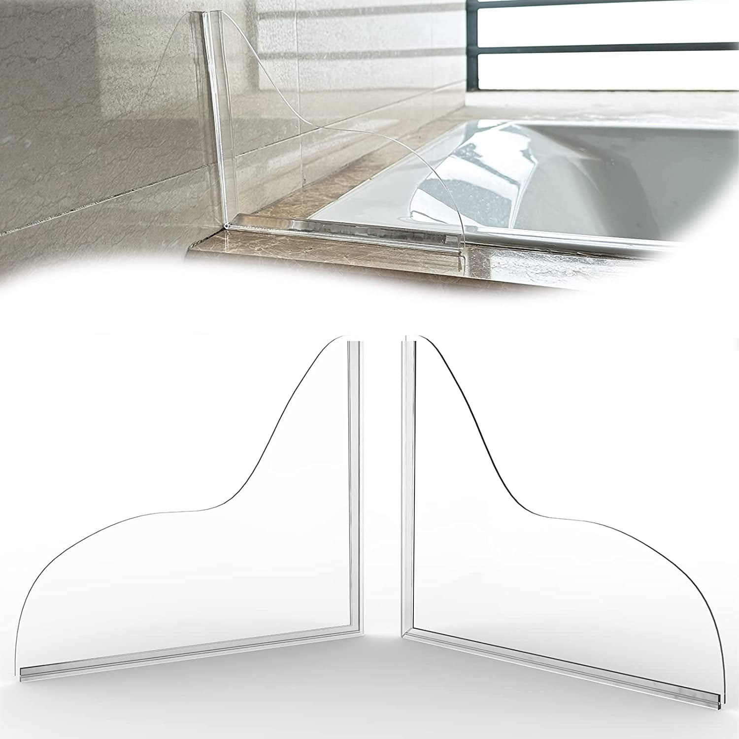 Trianu 2 Pack Shower Splash Guard, Self Adhesive Transparent Shower