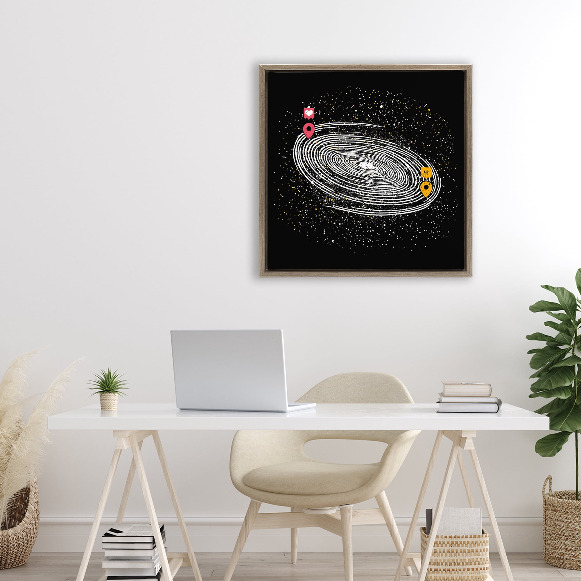 Stupell Industries Love Long Distance Brown Framed Floater Canvas Wall Art, design by Tobe Fonseca