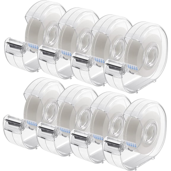 Transparent Tape with Dispenser and Refills,Clear Tape for Home and Office Supplies, 8 Pack