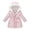 Pink, variant on lnmuld Kids Leopard Print Hooded Padded Coat Long Sleeve Faux Fur Trim Cinched Waist Warm Winter Outerwear Dark Blue,8-9 Years