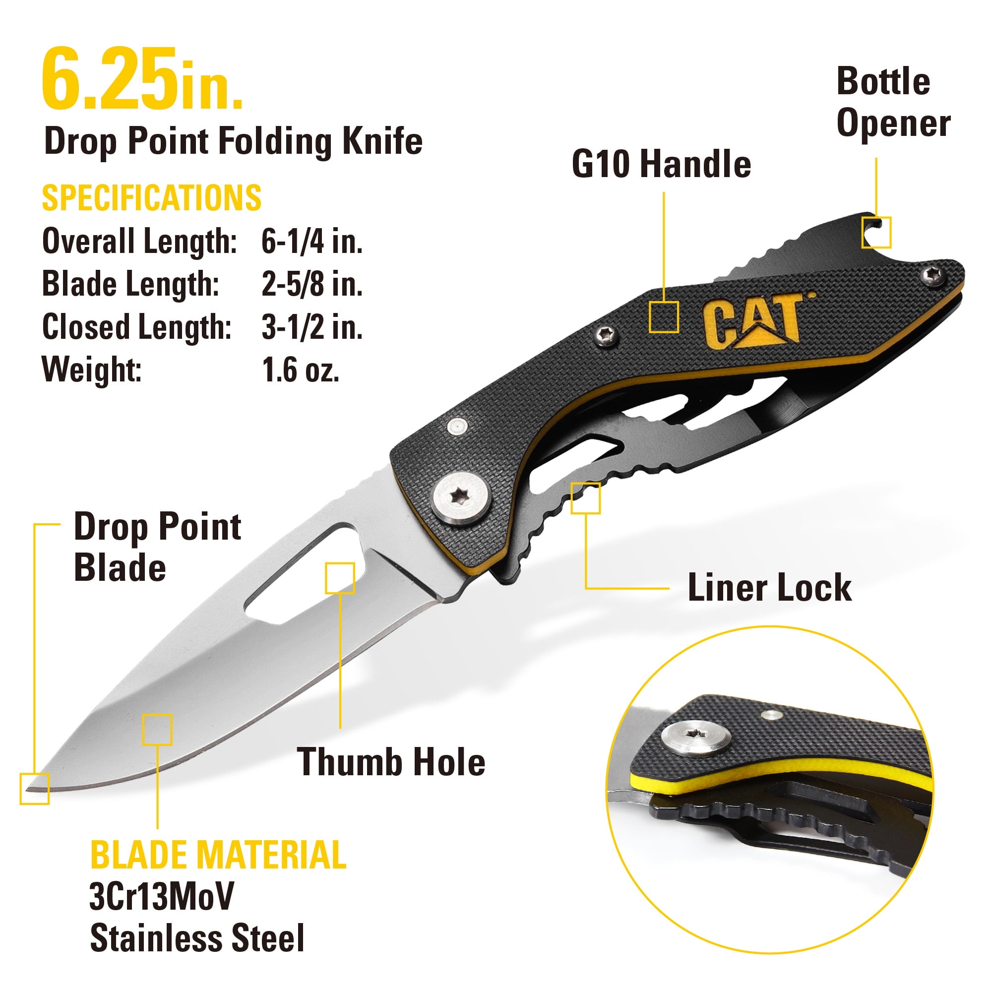 Cat 3 Piece 9-in-1 Multi Tool, Folding Knife and Lighted Key Chain Multi Tool Gift Box Set - 240125