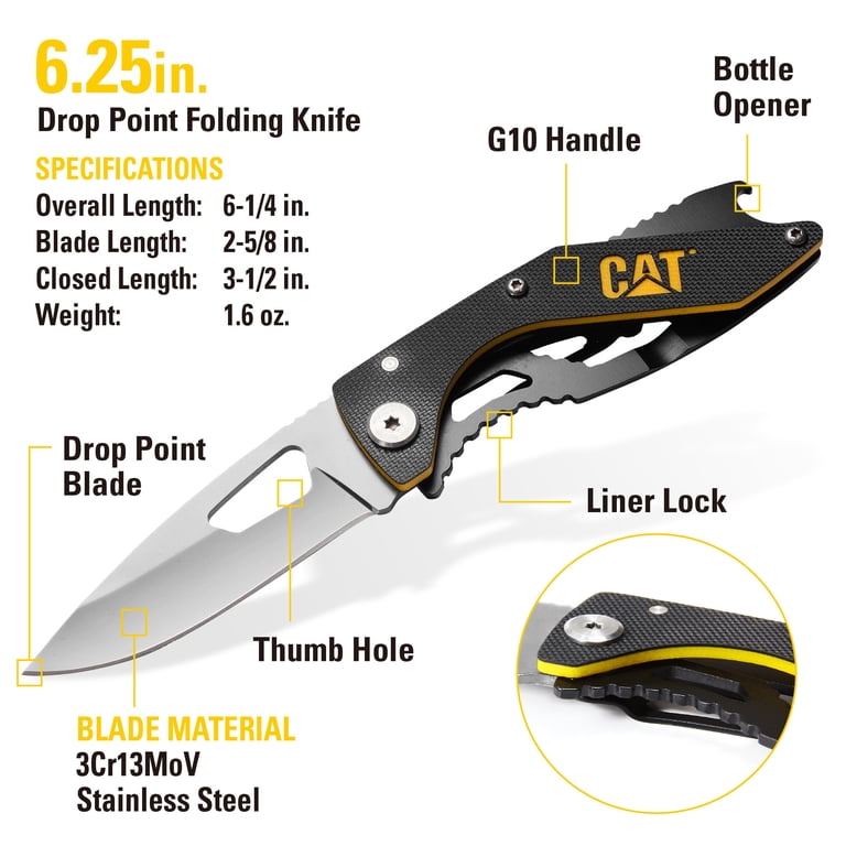 Cat 3 Piece 9-in-1 Multi Tool, Folding Knife and Lighted Key Chain