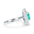 thumbnail image 2 of Emerald Cut Vintage Wedding Ring Simulated Paraiba Tourmaline CZ 925 Sterling Silver Size 7, 2 of 5