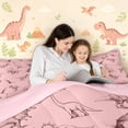 thumbnail image 4 of meiyoeat Blush Pink Dinosaur Line Art Twin Comforter Sets for Girls, Prehistoric Animal Bedding Set, Pink Reversible, 2pcs, 1 Comforter and 1 Pillowcase, 4 of 6