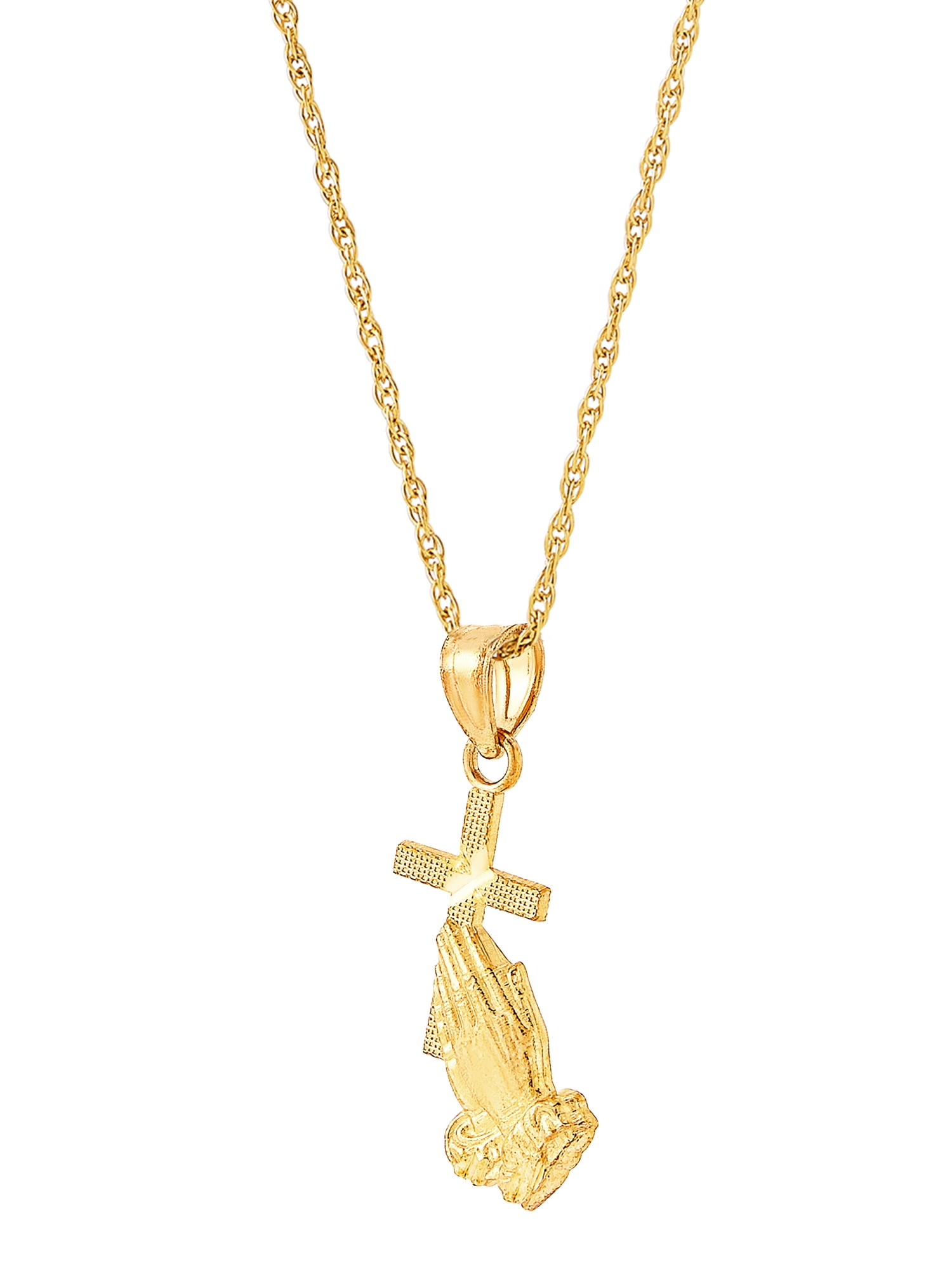 Brilliance Fine Jewelry 10K Yellow Gold Praying Hands on GoldFilled Necklace,14"
