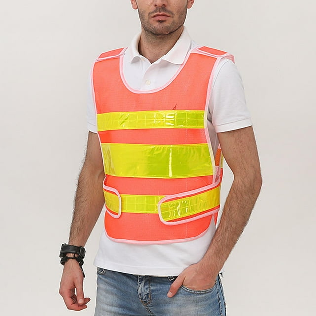 EGNMCR Débardeur à Col Rond pour Hommes, Débardeur Réfléchissant pour la Construction, Jardin la Nuit, Gilet de Protection Sans Manches Sans Chapeau Men Polyester Coat