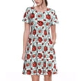 thumbnail image 1 of Easygdp Insects para Vestido Transpirable de Mujer, Vestido Suelto de Manga Corta con Pliegues y Bolsillos para el Verano, 1 of 6