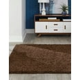 thumbnail image 4 of Unique Loom Solo Solid Shag Collection Area Modern Plush Rug Lush & Soft, 3' 3 x 5' 3 Rectangular, Chocolate Brown, 4 of 10