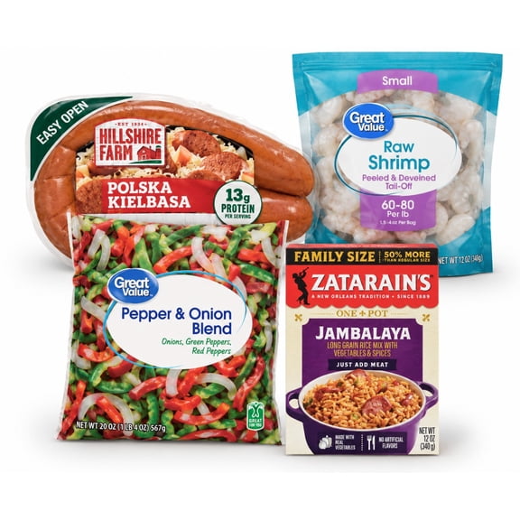 Jambalaya Dinner Bundle with Zatarain's Rice Mix, Smoked Sausage, Shrimp and Peppers