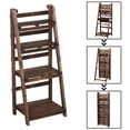 thumbnail image 4 of 4 Tier Wooden Ladder Shelf, Foldable Plant Stand for Indoor Outdoor, Sturdy Fir Wood Storage Rack for Garden Balcony Living Room, No Assembly Needed, Brown, 4 of 6